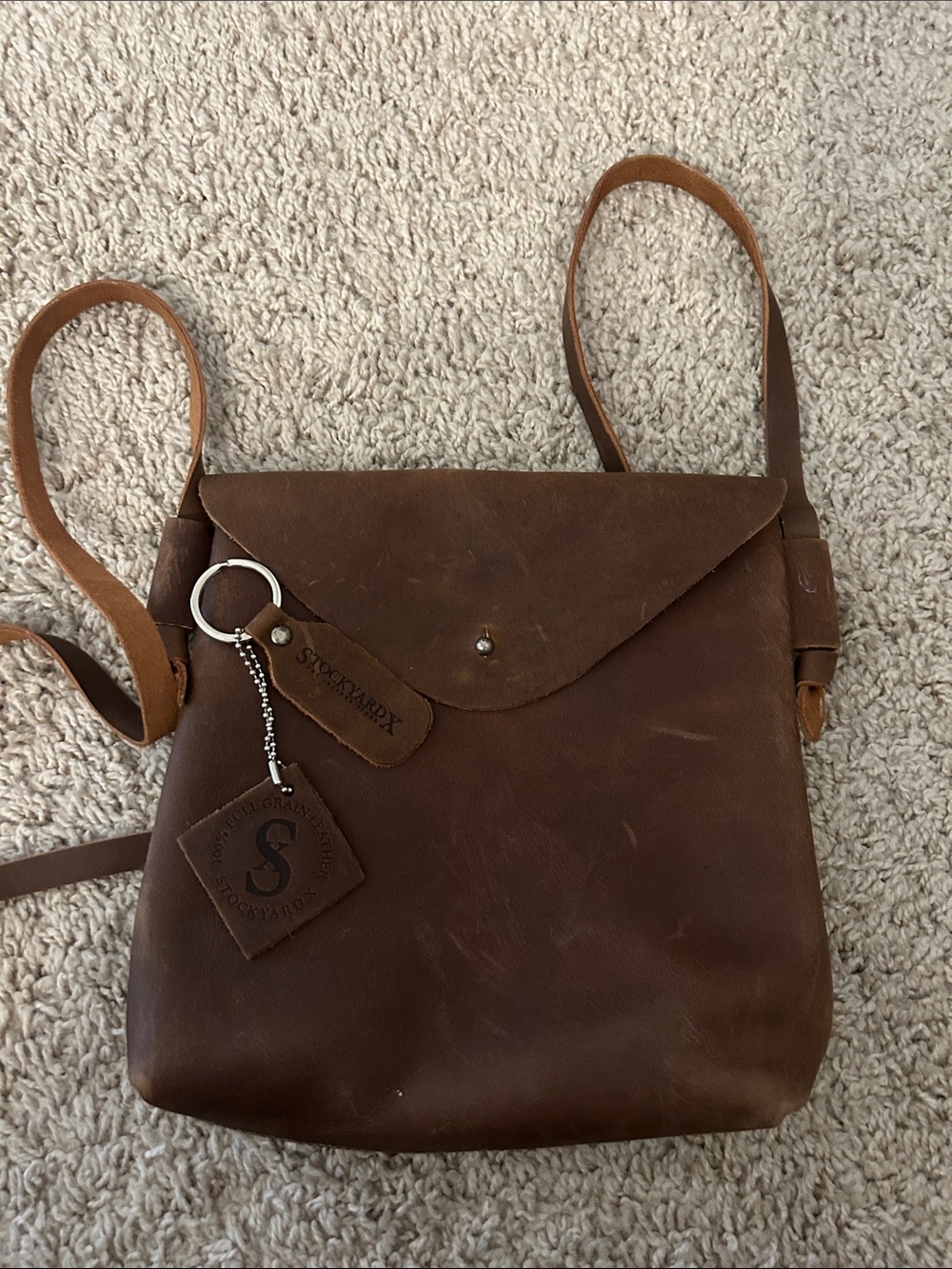 100% Full Grain Leather Brown Leather Crossbody Bag